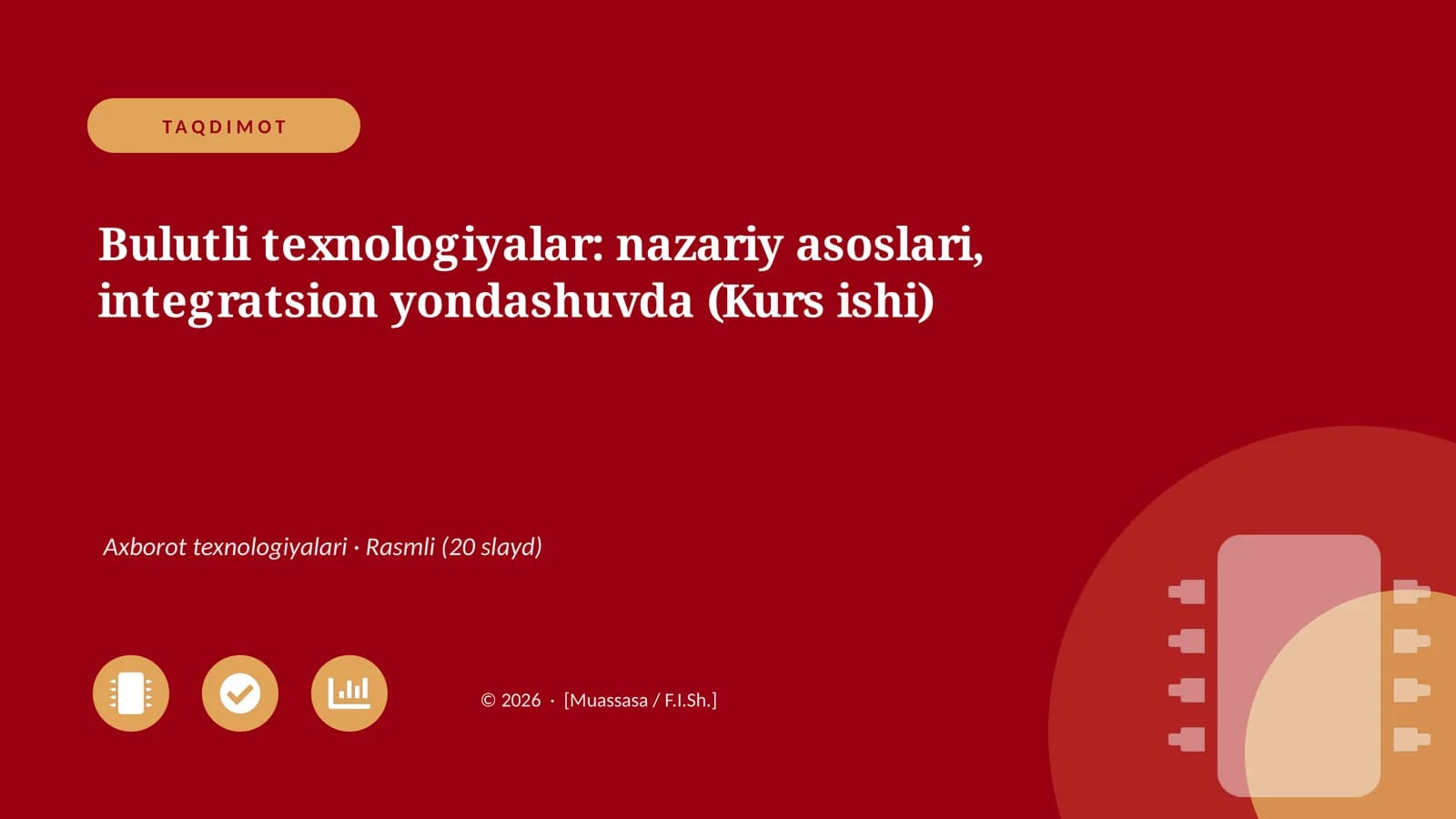 Bulutli texnologiyalar: nazariy asoslari, integratsion yondashuvda (Kurs ishi)