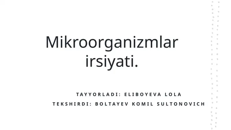Mikroorganizmlar irsiyati