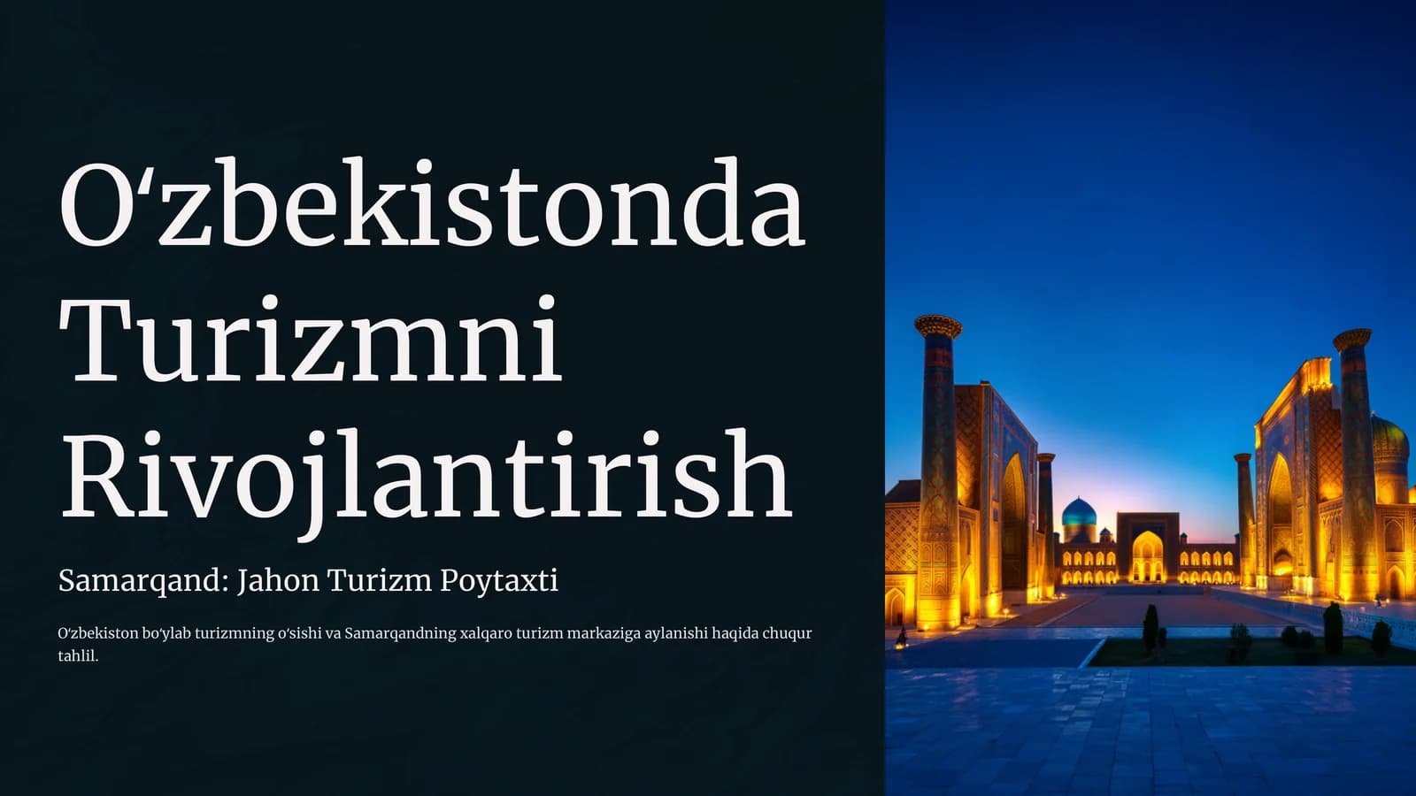 Oʻzbekistonda Turizmni Rivojlantirish