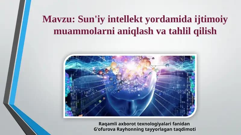 Sun'iy intellekt yordamida ijtimoiy muammolarni aniqlash va tahlil qilish