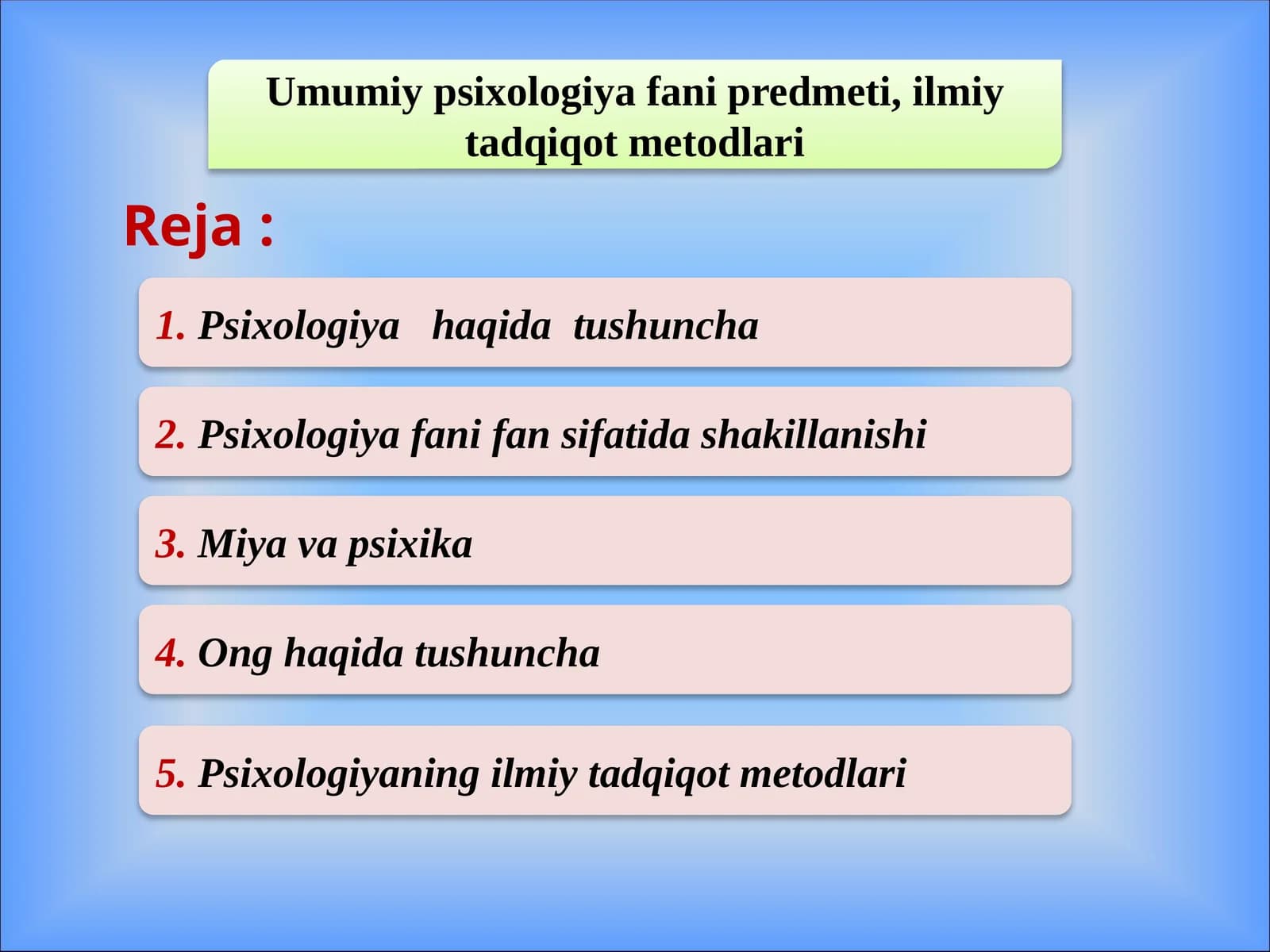 Umumiy psixologiya fani