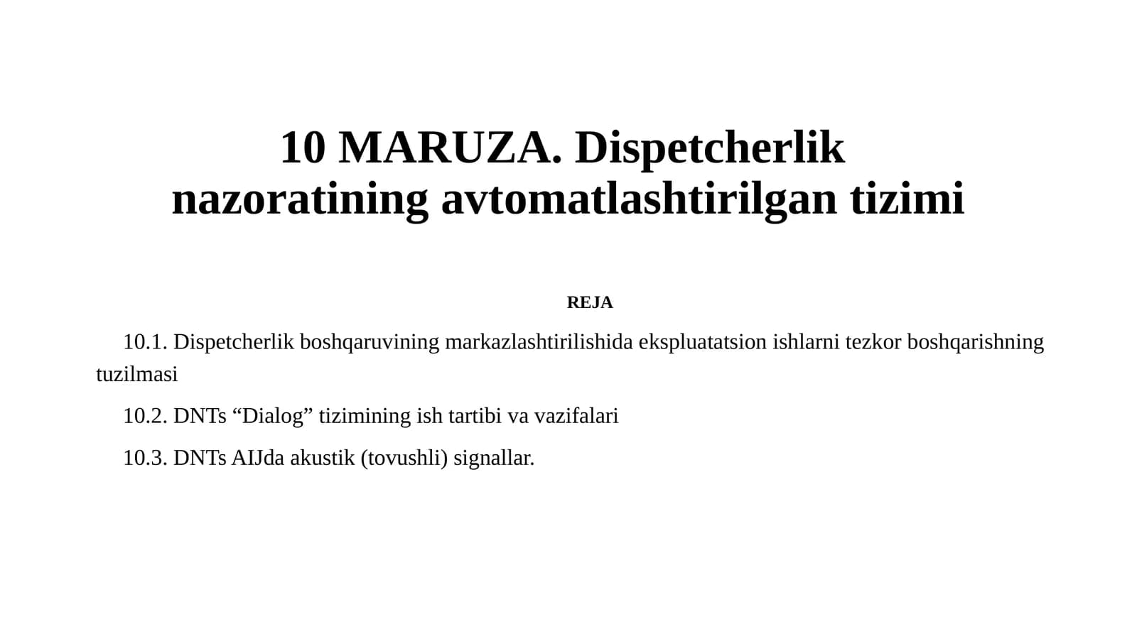 Dispetcherlik nazoratining avtomatlashtirilgan tizimi