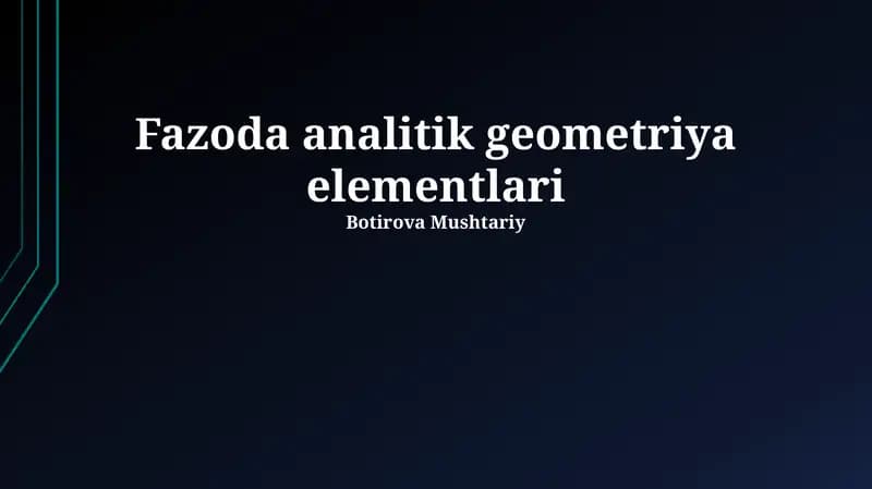 Fazoda analitik geometriya elementlari