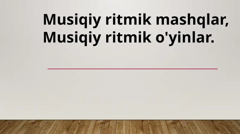 Musiqiy ritmik mashqlar, Musiqiy ritmik o'yinlar