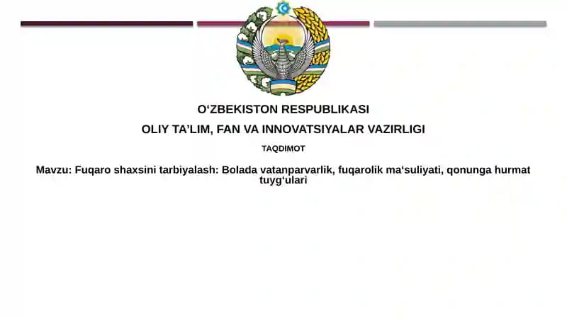 Vatanparvarlik, Fuqarolik Mas'uliyati va Qonunga Hurmatni Shakllantirish Asoslari