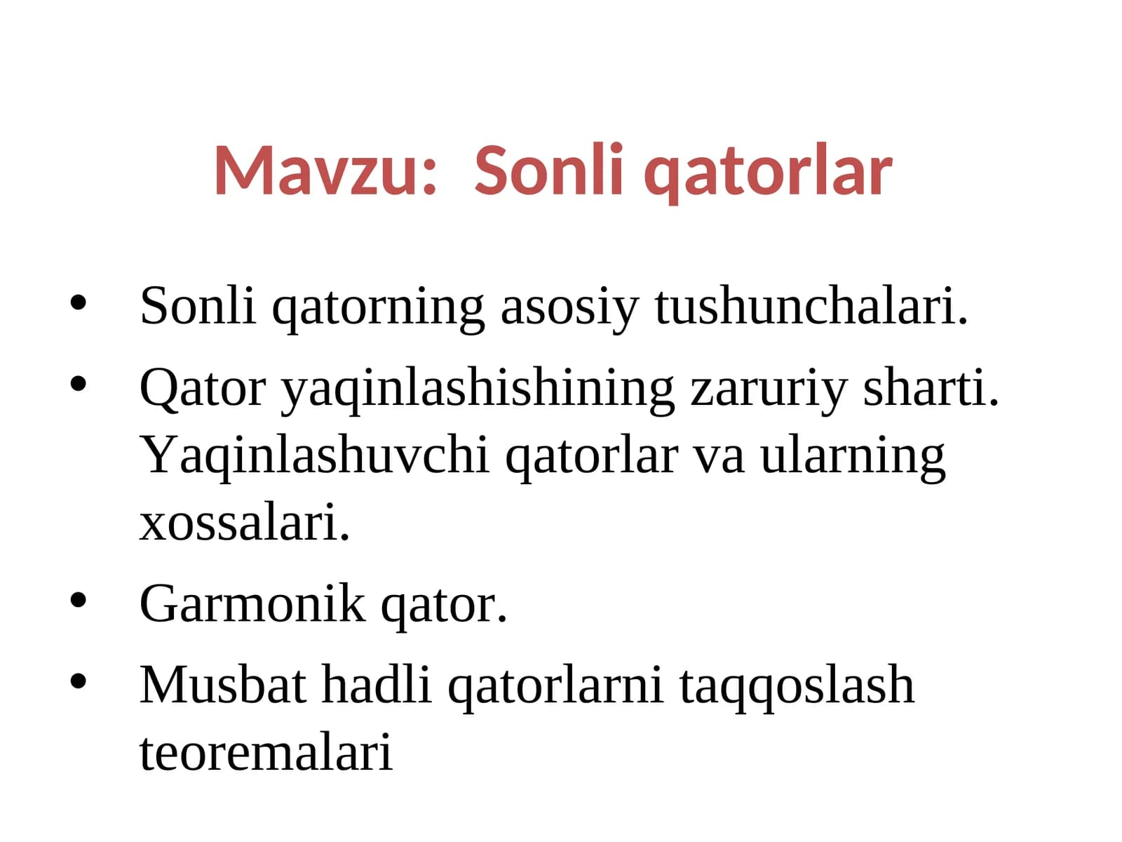 Sonli qatorlar