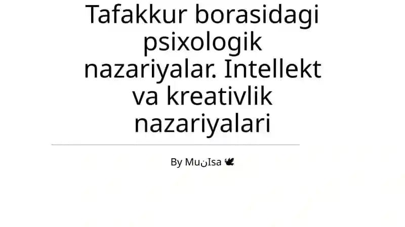 Tafakkur borasidagi psixologik nazariyalar