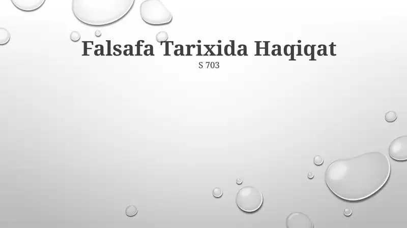 Falsafa Tarixida Haqiqat