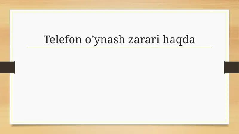 Telefon o'yinlari zararlari