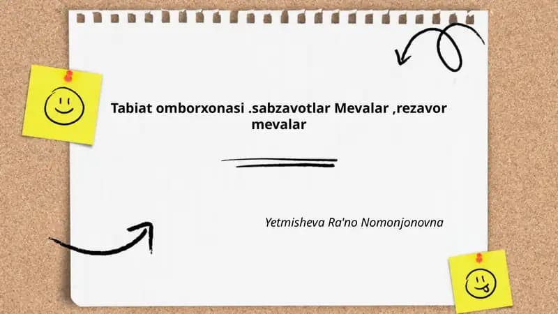 Tabiat omborxonasi.sabzavotlar Mevalar,rezavor mevalar