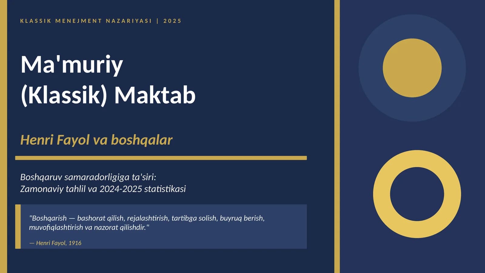 KLASSIK MENEJMENT NAZARIYASI