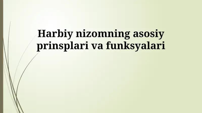 Harbiy nizomning asosiy prinsplari va funksiyalari