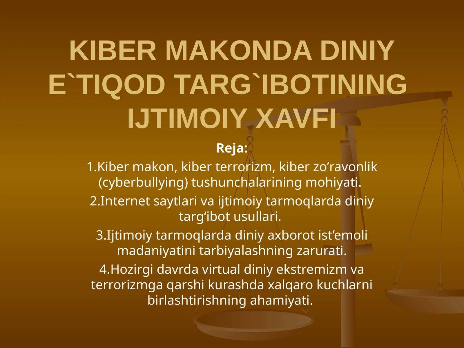 MAUZA: KIBER MAKONDA DINIY E`TIQOD TARG`IBOTININGIJTIMOIY XAVFI