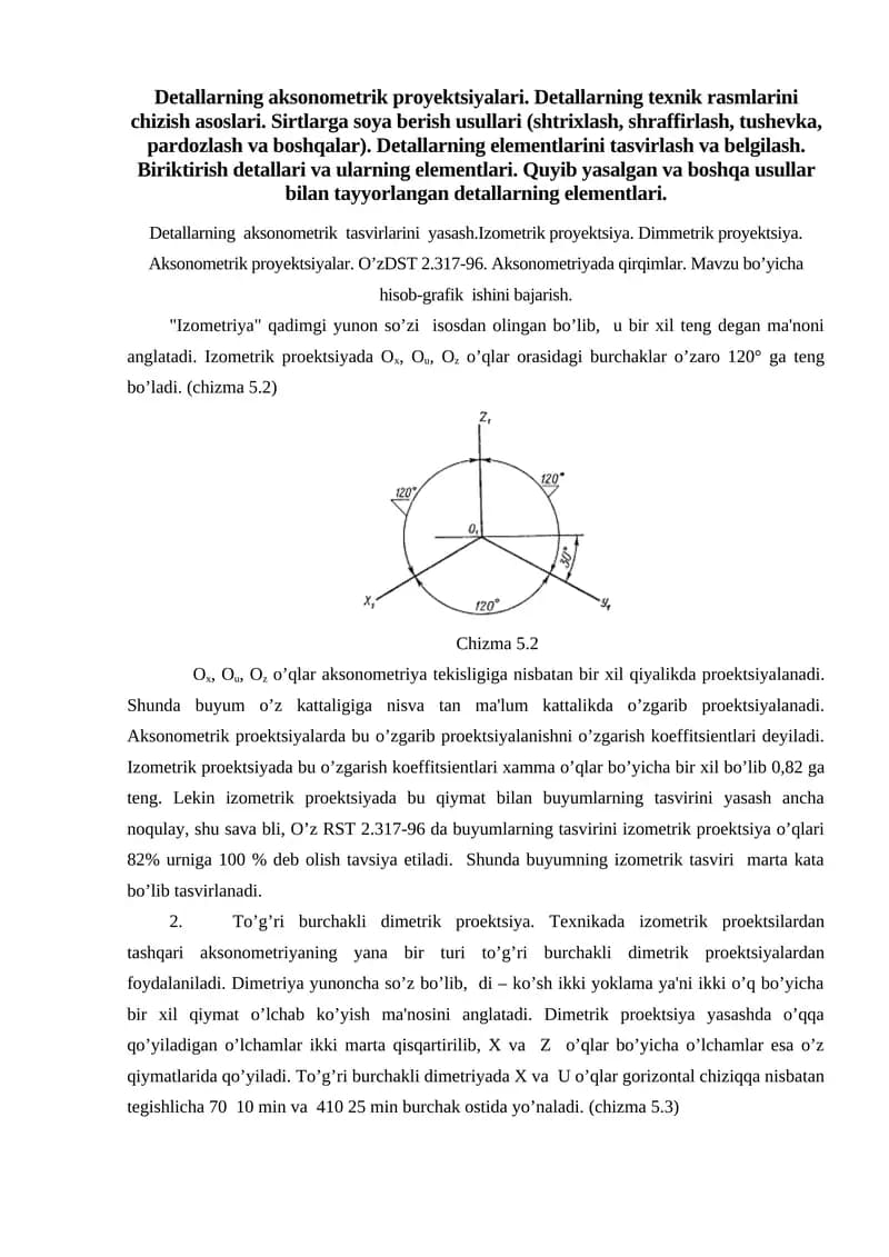 Detallarning aksonometrik proyektsiyalari