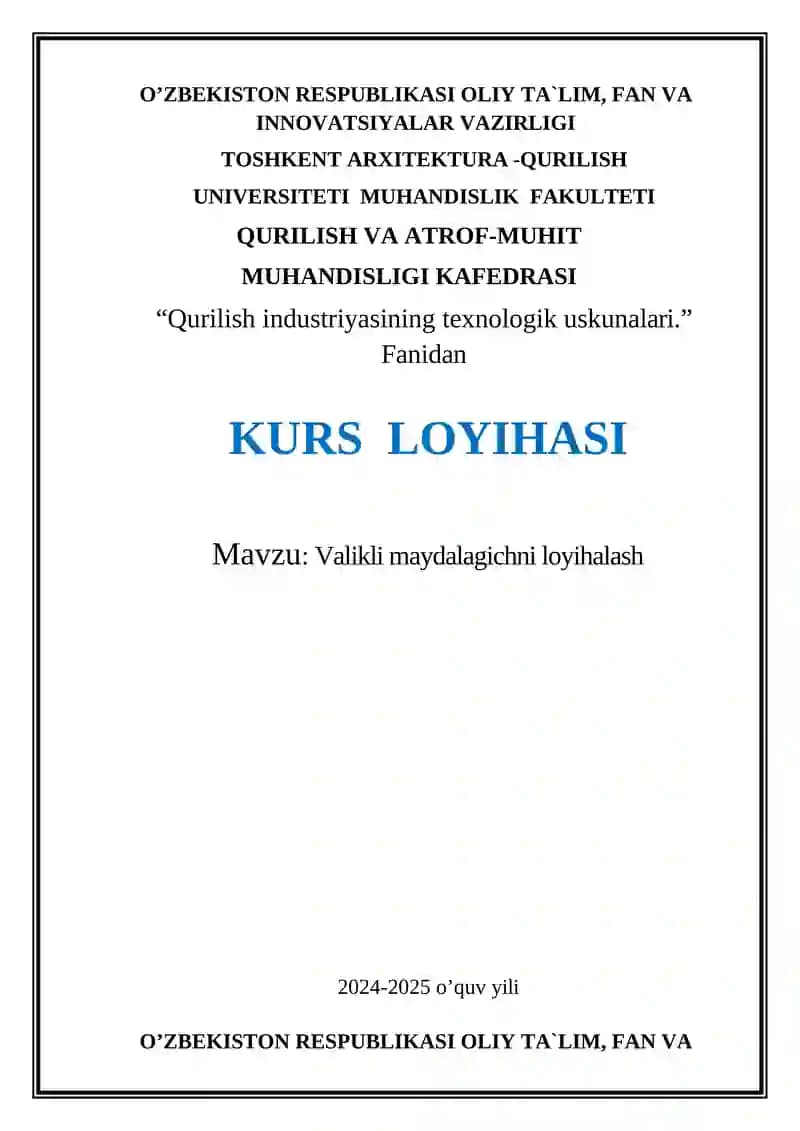 valikli maydalagichlar kurs loyihasi