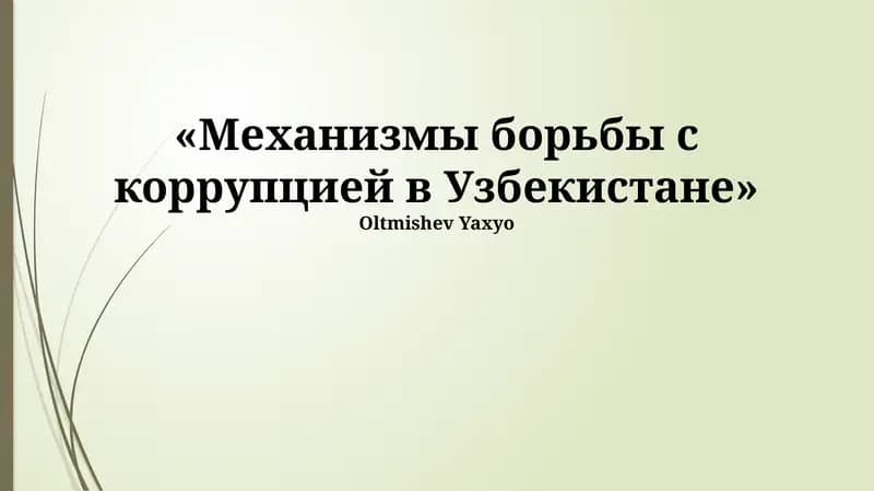 Механизмы борьбы с коррупцией в Узбекистане