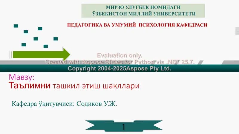 Ta'limni tashkil etish shakllari