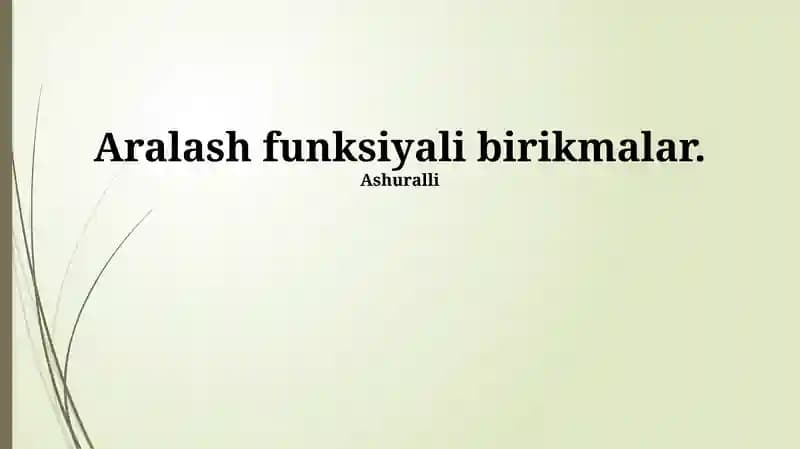 Aralash Funksiyali Birikmalar