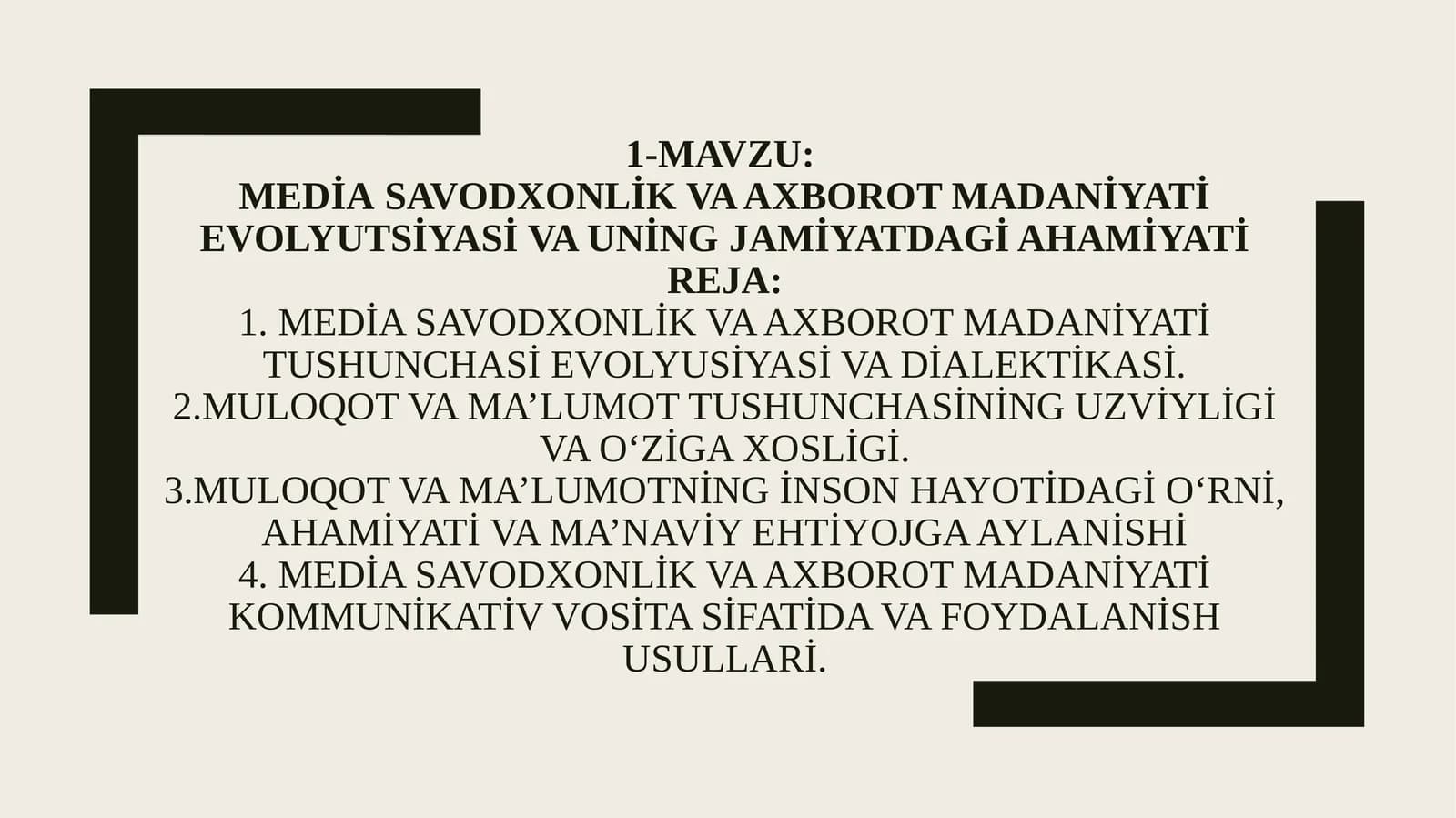 Mediasavodxonlik va axborot madaniyati evolyutsiyasi