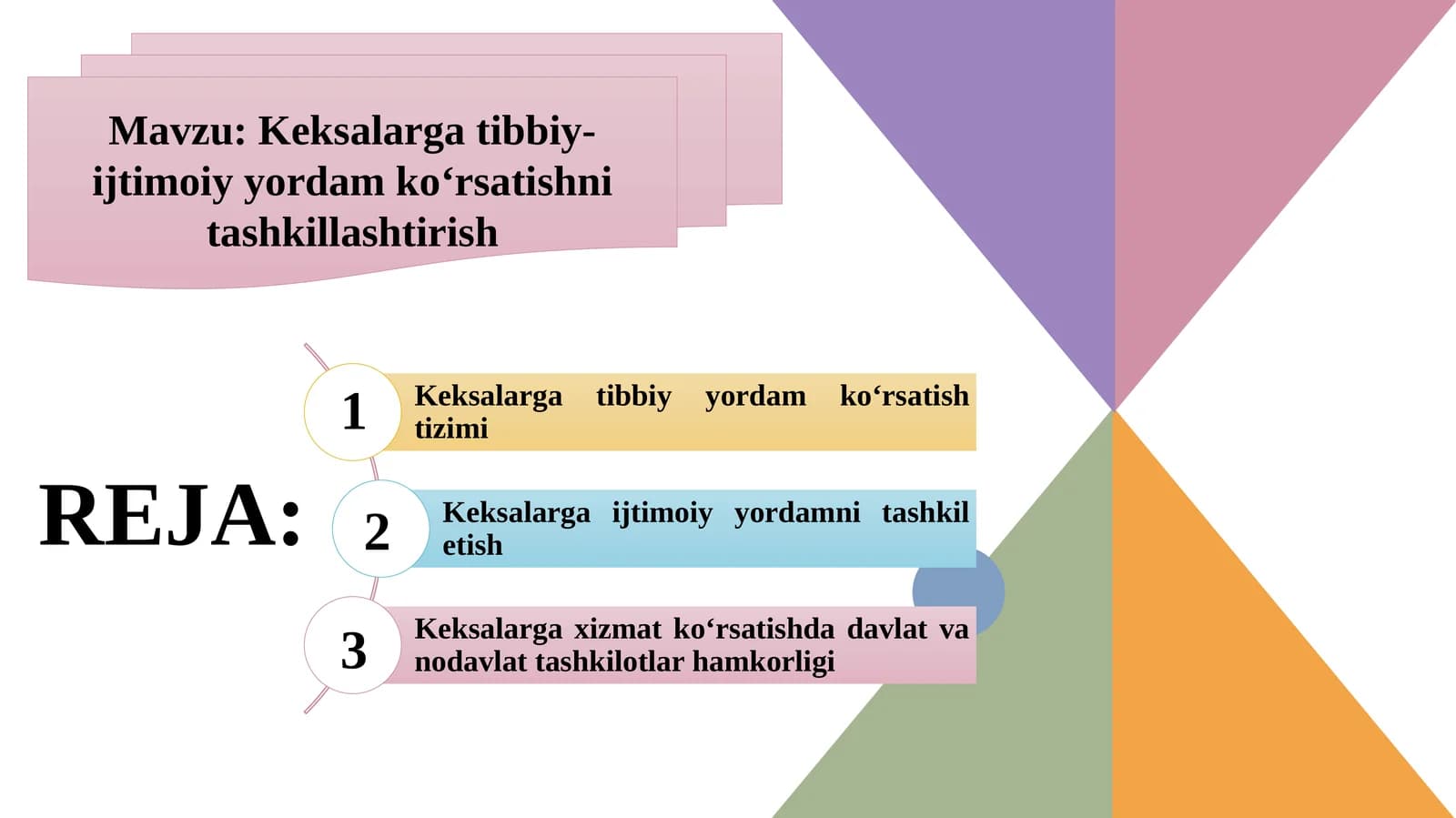 Keksalarga tibbiy-ijtimoiy yordam koʻrsatishni tashkillashtirish
