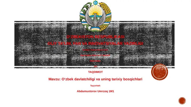 O‘zbek davlatchiligi va uning tarixiy bosqichlari
