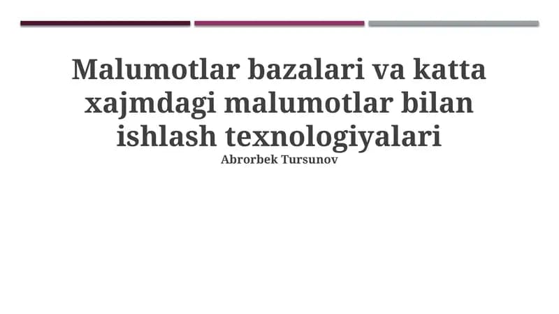 Katta ma'lumotlar texnologiyalari
