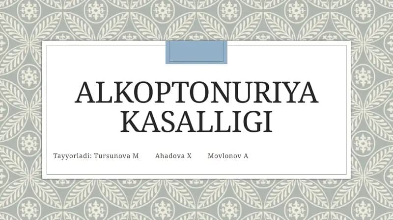 Alkoptonuriya