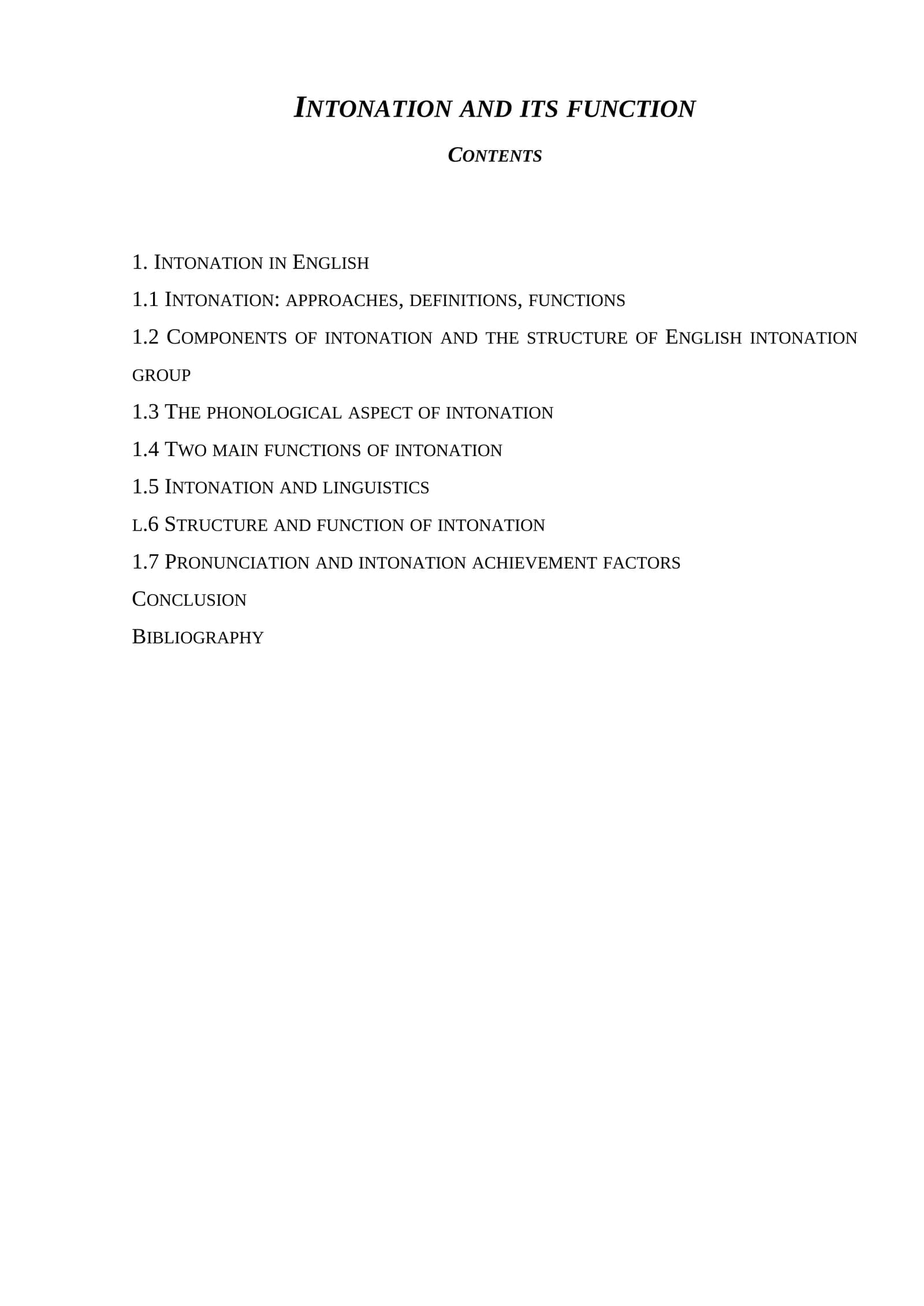 Intonation and its function