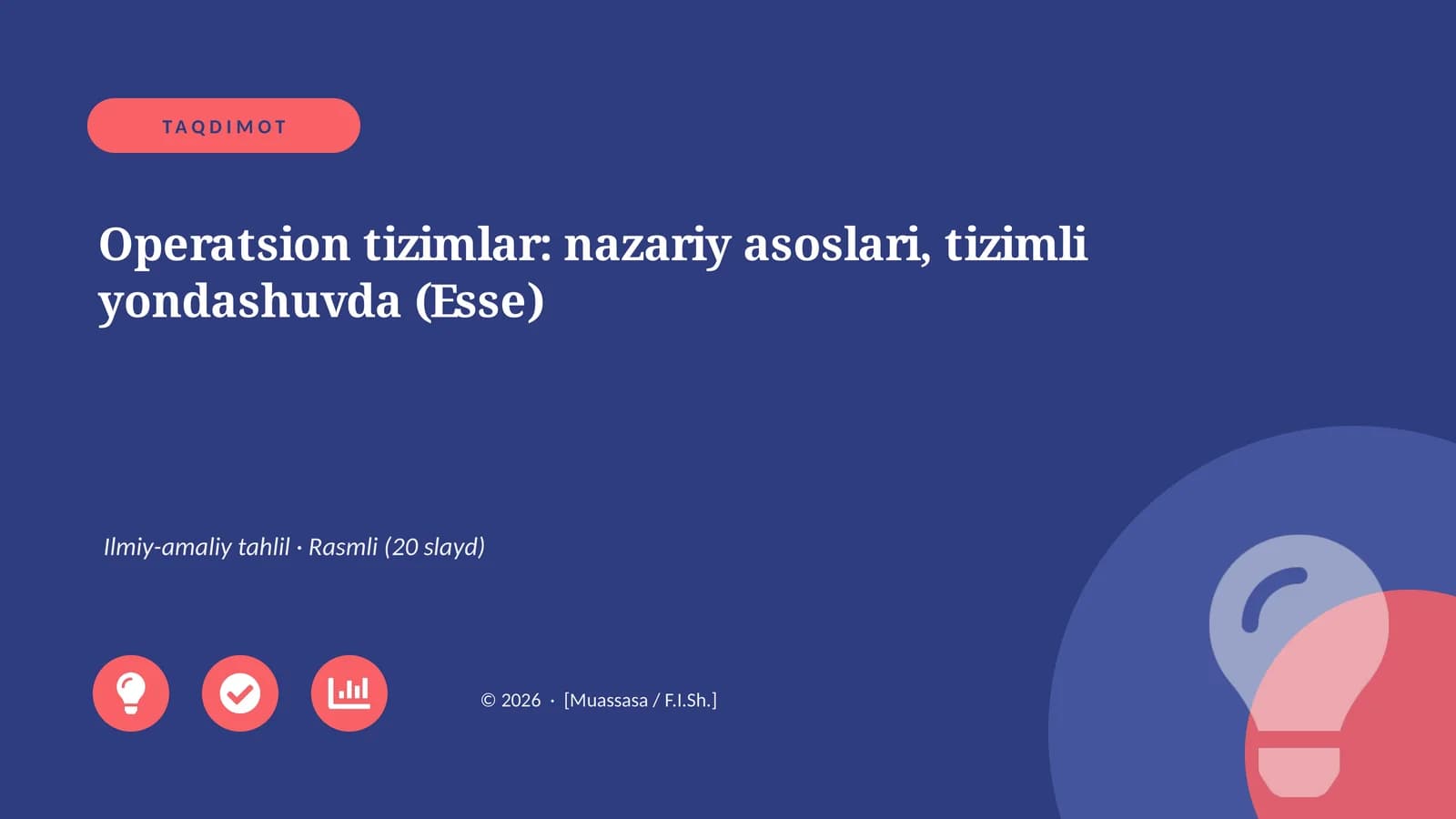 Operatsion tizimlar: nazariy asoslari, tizimli yondashuvda (Esse)