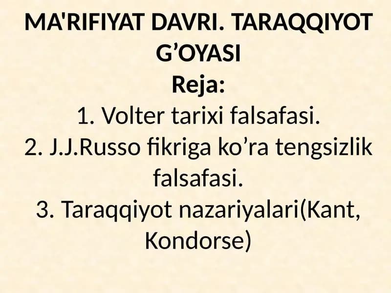 MA'RIFIYAT DAVRI. TARAQQIYOT G’OYASI