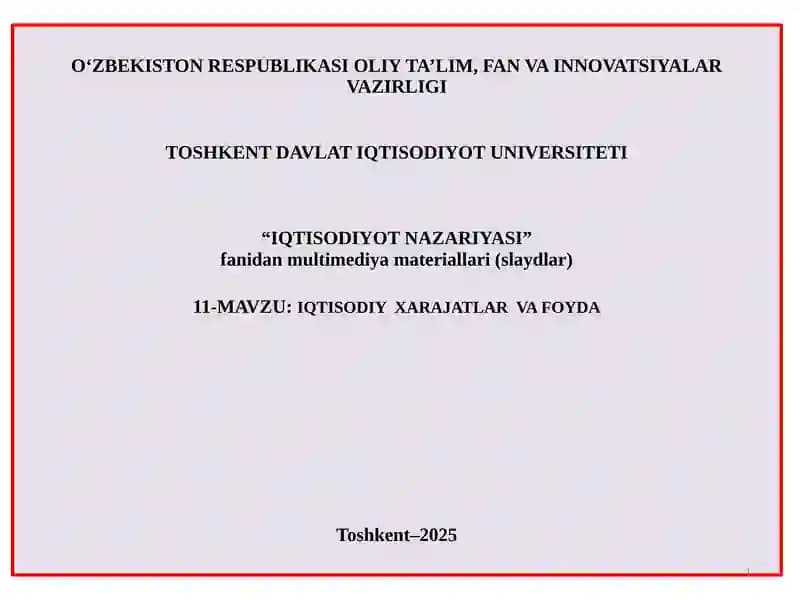 IQTISODIYOT NAZARIYASI
