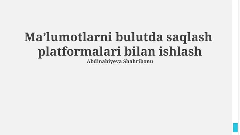Bulutli Saqlash Platformalari bilan Integratsiya