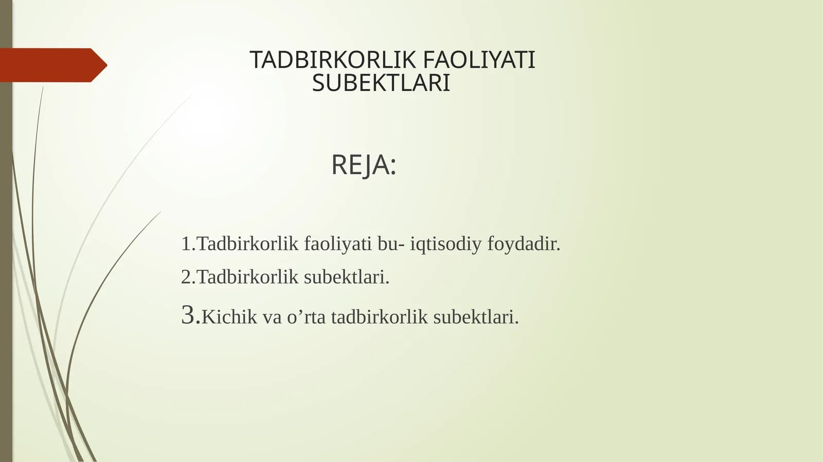 TADBIRKORLIK FAOLIYATI SUBYEKTLARI