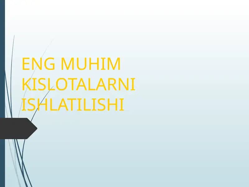 ENG MUHIMKISLOTALARNI ISHLATILISHI