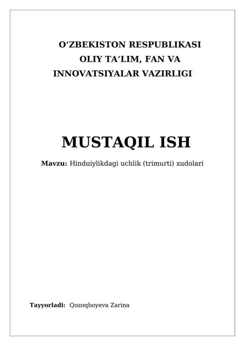 Hinduiylikdagi uchlik (trimurti) xudolari