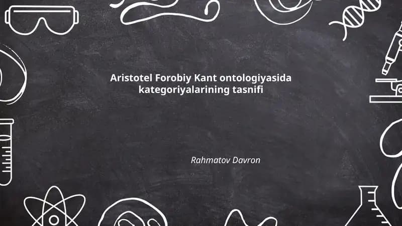 Aristotel Forobiy Kant ontologiyasida kategoriyalarining tasnifi
