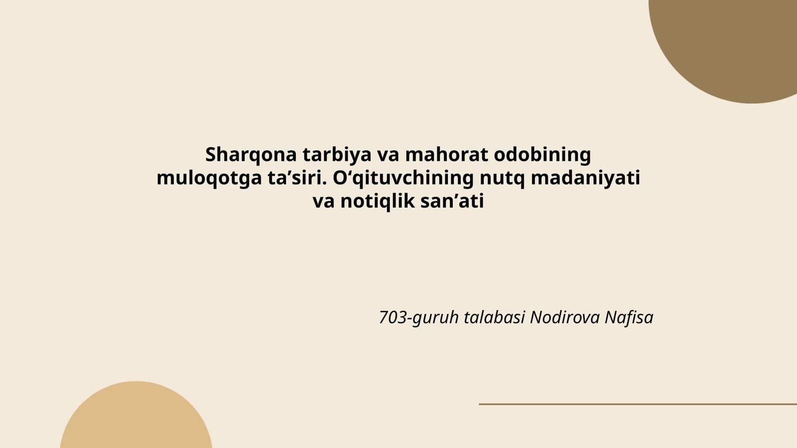 Sharqona tarbiya va mahorat odobining muloqotga taʼsiri