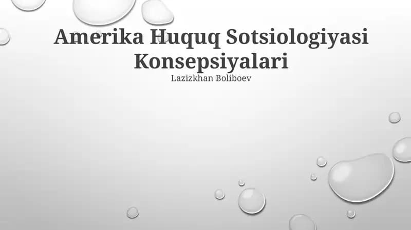 Amerika Huquq Sotsiologiyasi Konsepsiyalari