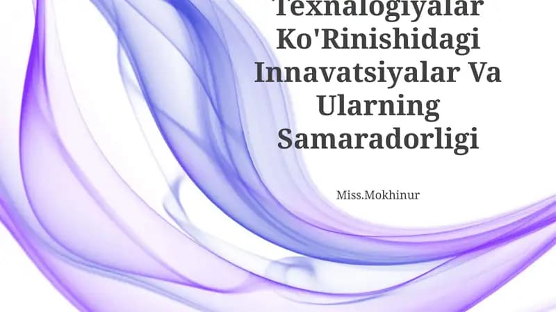 Texnalogiyalar Ko'Rinishidagi Innavatsiyalar Va Ularning Samaradorligi