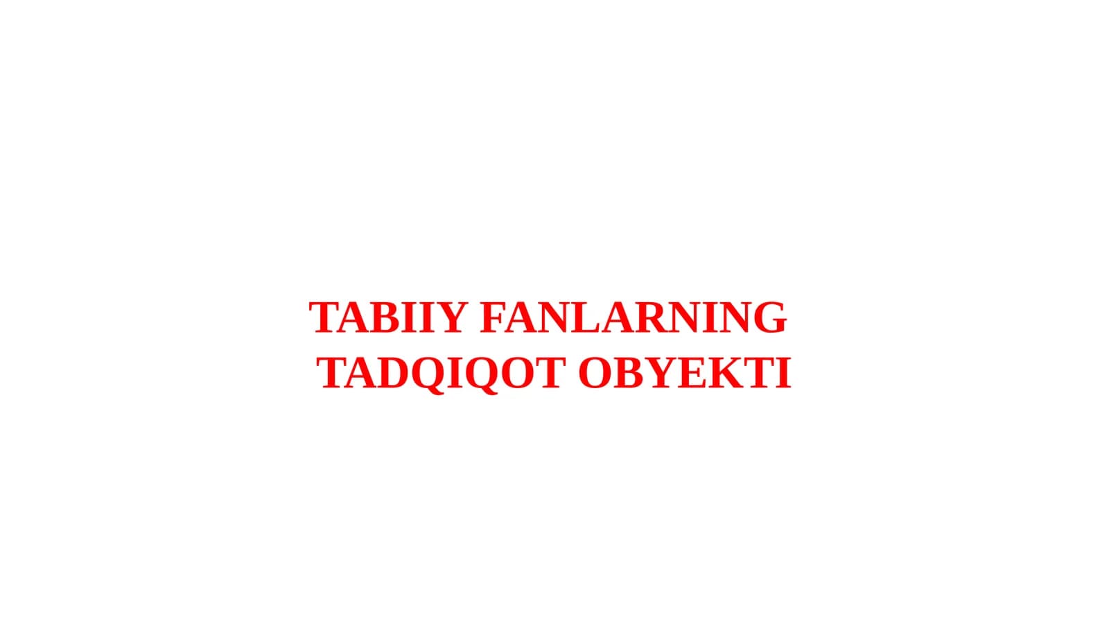 Tadqiqot Obyekti
