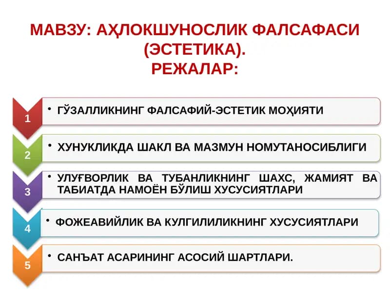 Аҳлокшунослик Фалсафаси (Эстетика)