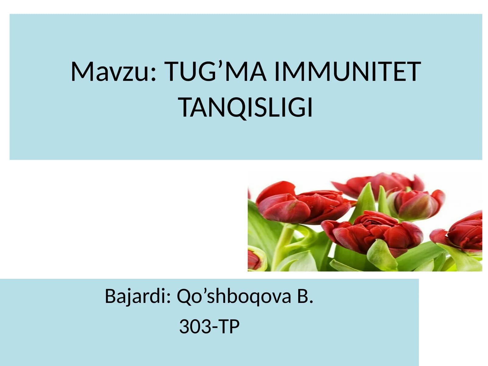 TUG’MA IMMUNITET TANQISLIGI