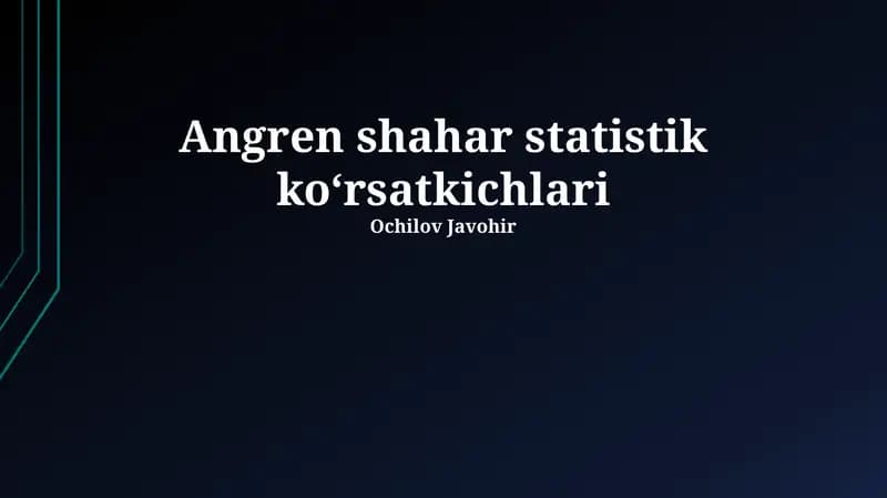 Angren shahar statistik koʻrsatkichlari