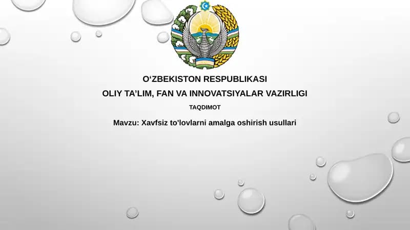 Xavfsiz to'lov usullari