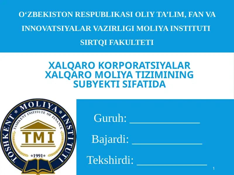 Xalqaro moliya tizimi