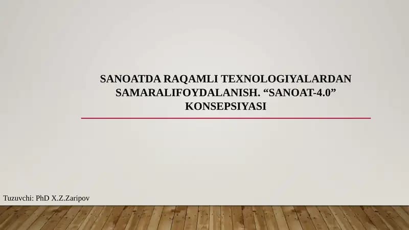 Sanoatda raqamli texnologiyalardan samaralifoydalanish. “Sanoat-4.0” konsepsiyasi