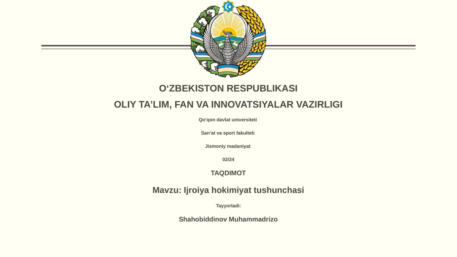 Ijroiya hokimiyat tushunchasi