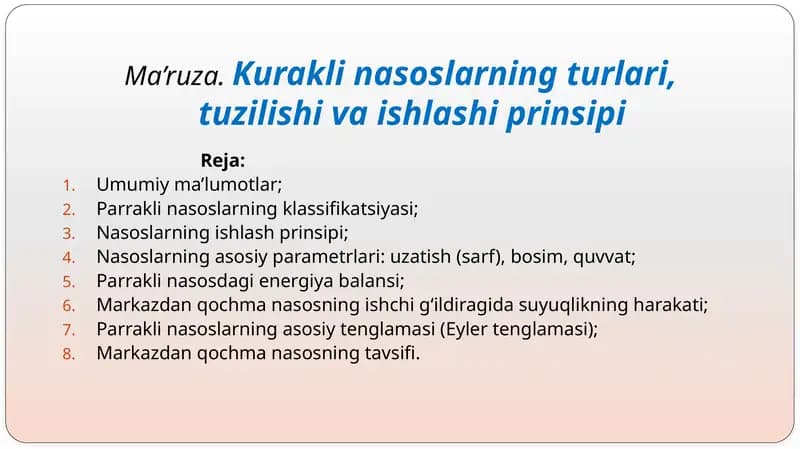 Kuraklinasoslarningturlari, tuzilishi va ishlash prinsipi