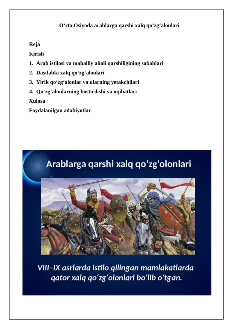 Arab istilosi va mahalliy aholi qarshiligining sabablari