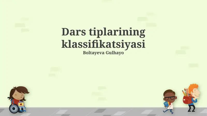 Dars tiplarining klassifikatsiyasi